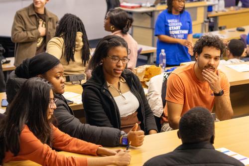 Students at Startup Fest work together on an ideation challenge